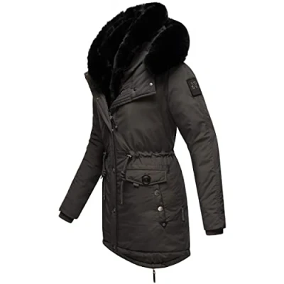 Image of Navahoo Sweety Deluxe Women&#039;s Warm Winter Parka with Double Faux Fur Hood XS XXL, anthracite,