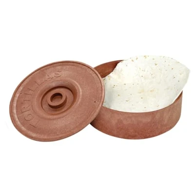 Image of Winco PTW 8 1/2 Inch Diameter Tortilla Warmer, 2 5/8 Height, Plastic, Brown