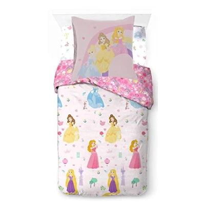 Image of Disney Princess Cut Paper 100% Cotton 3 Piece Bed Linen Set 135 x 200 cm Single Size Duvet Cover + Fitted Sheet 90 Pillowcase 50 70