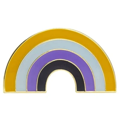 Image of Non Binary Sexuality Rainbow Bow LGBT Pride Flag Enamel Lapel Pin Badge