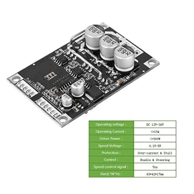 Image of motor brushless Controller,DC 12V 36V 15A 500W Hall speed Driver Board controller for