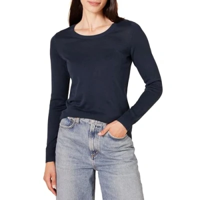 Image of Amazon Essentials Women&#039;s Long Sleeve Lightweight Crewneck Jumper (Available in Plus Size), Navy, XL