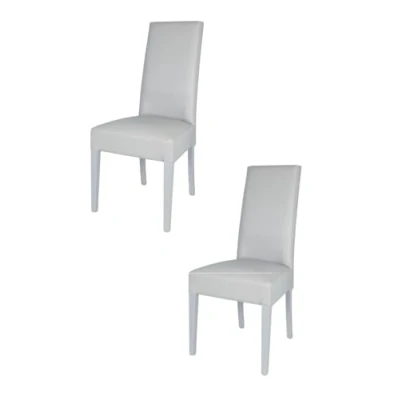 Image of Tommychairs Set of 2 chairs LUISA suitable for kitchen, dining room and restaurant, structure in wood beech painted light grey an upholstered seat covered eco leather colour