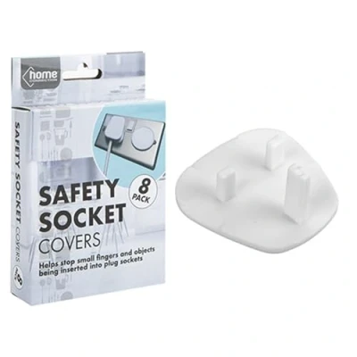 Image of Exquisite White Safety Socket Covers (Pack Of 8) Easy Install &amp; Ultra Durable Design Ultimate Home Solution for Baby Toddler