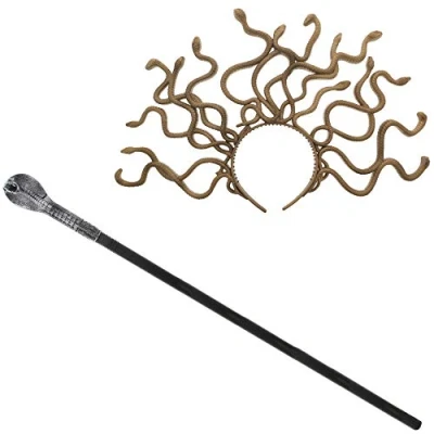 Image of Zac&#039;s Alter Ego Womens Medusa Snake Headpiece/Headband &amp; Headed Staff