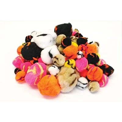 Image of Bright Ideas Stripy Pompoms. Assorted Colours and Sizes, 15mm to 38mm. Pack of 100 Acrylic Pompoms for Kids Crafts, Arts &amp; Crafts DIY Creative Decorations. BI8022.