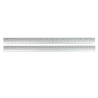 Image of eBuyGB Triangular Scale Ruler, 30 cm, Scales: 1: 100, 1:75, 1:50, 1:25, 1:20, Aluminium, Silver