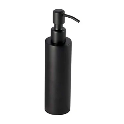 Image of Ambrosya Freestanding Soap Dispenser Made of Stainless Steel in Black Bathroom Holder Toilet (Stainless (Black), Round)