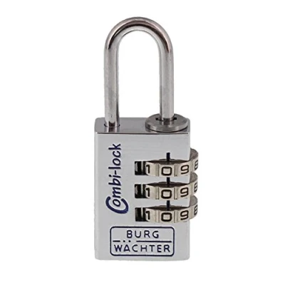 Image of BURG WÄCHTER Combination Lock, Shackle Strength 3.2 mm, 3 Digits, Combi 90 20 Chromo SB