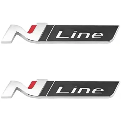 Image of Genetics Yuzhao For Hyundai Kona Rear Trunk N Line Logo Decal Emblem Stickers Black 11.6x.2.2cm 2PCS