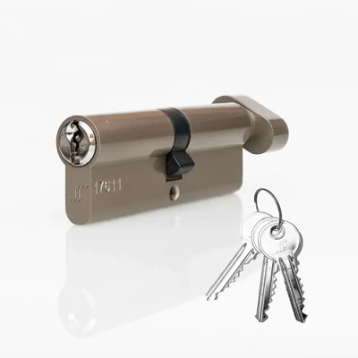 Image of SIZAH Chrome Thumb Turn Euro Cylinder Lock 35T/35 (70mm), Door Barrel with 3 Keys