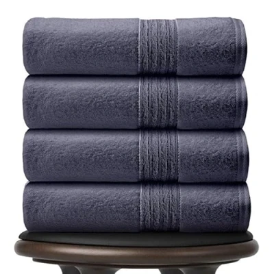 Image of GC GAVENO CAVAILIA 450 GSM Bath Towels Set of 4, 70X120 Cm Large, Lightweight Quick Dry Egyptian Cotton Towel, Hotel Quality Bathroom Towels, Navy
