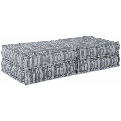 Image of vidaXL 2 Seater Modular Pouffe Sofa Convertible Light Grey Fabric