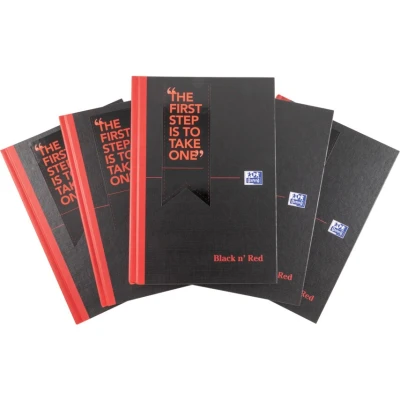 Image of Black n&#039; Red Casebound Hardback Notebook 192 Pages A5 (5 Pack)