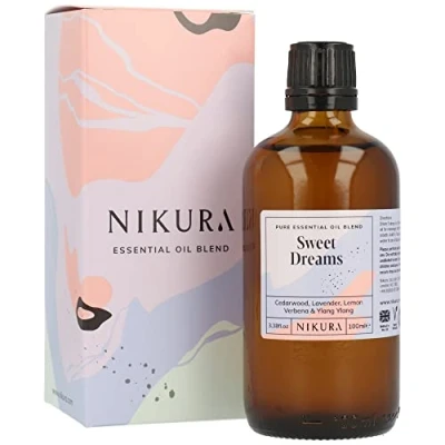 Image of Nikura Sweet Dreams Essential Oil Blend 100ml Made from Cedarwood, Lavender, Lemon Verbena, Ylang for Sleep, Aromatherapy, Diffusers, Soap Making, Candle Making Vegan &amp; UK
