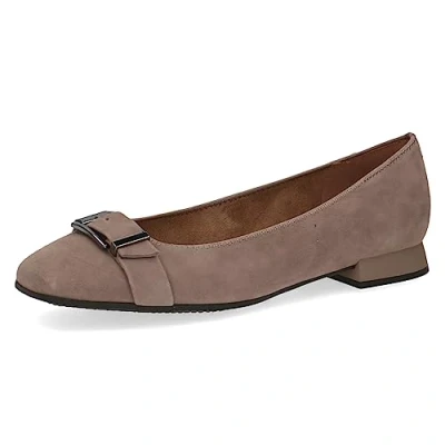 Image of CAPRICE Women&#039;s 9 22105 41 Strappy Ballet Flats, Mud Suede, 5 UK