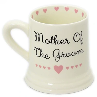 Image of Boxed Ceramic Heart Wedding Favour Gift Mug Mother of The Groom