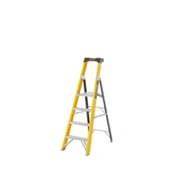 Image of Climb It Glass Fibre Platform Stepladder; 4 Tread; 150kg; Yellow/Black