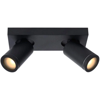 Image of Taylor Modern Twin Ceiling Spotlight Bathroom LED Dim to warm GU10 2x5W 2200K/3000K IP44 Black