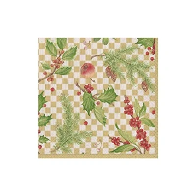Image of Caspari Christmas Cuttings Paper Cocktail Napkins, 20 Per Package