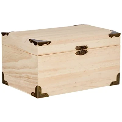 Image of Glorex Natural Wooden Treasure Chest, 18 x 12.5 10 cm