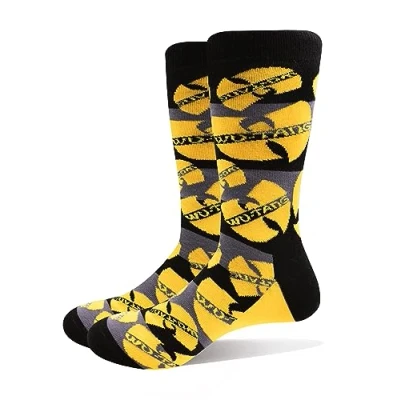 Image of SOCKSHOP Music Collection 1 Pair Wu Tang Clan Cotton Socks Logos Yellow One Size
