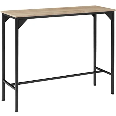 Image of dining table Kerry high, breakfast bar style kitchen table, wooden space saving industrial wood light, oak Sonoma