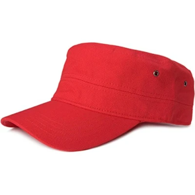 Image of styleBREAKER Unisex Military Style Cap Made from Durable Cotton Canvas, Adjustable Hook and Loop Fastener, 04023020, Colour:Red