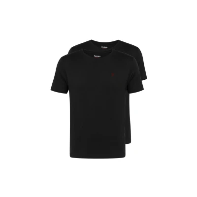 Image of Farah Mens Dani 2 Pack Casual Lounge T Shirt L Black
