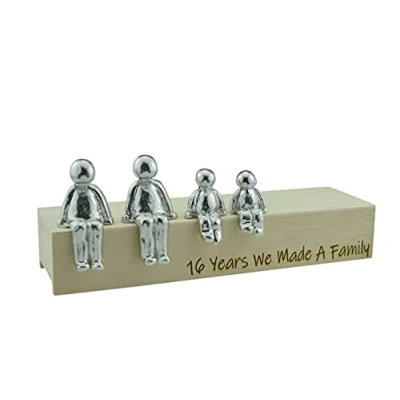 Image of 16th Anniversary Idea 16 Years We Made A Family Metal Ornament Choose Your Combination Box &amp; Woodgrain May Vary(2 Children)