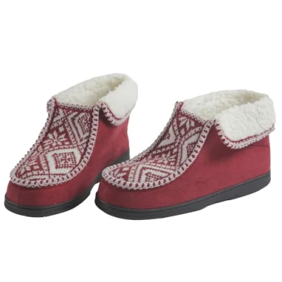 Image of Easylife Nordic Ankle Slippers (Red) Comfy Thermal Slipper Boot with Fleece Lining, Size Small Fully Guaranteed Red