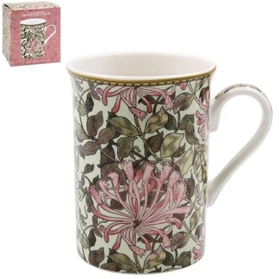 Image of Lesser &amp; Pavey British Designed Coffee Mug Ceramic Mugs for Home or Work Large Hot Drinks Honeysuckle Tea and Cups William Morris