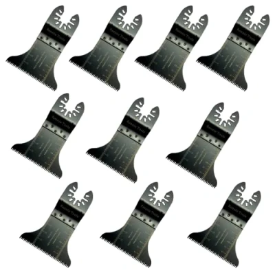 Image of Pack of 10 x 65mm Wide Coarse Oscillating Multi Tool Blades/Wood Cutter Saw Blades Set Compatible with Dremel Fein Multimaster Makita Stanley Worx Dewalt Etc Curved Multitool Blade