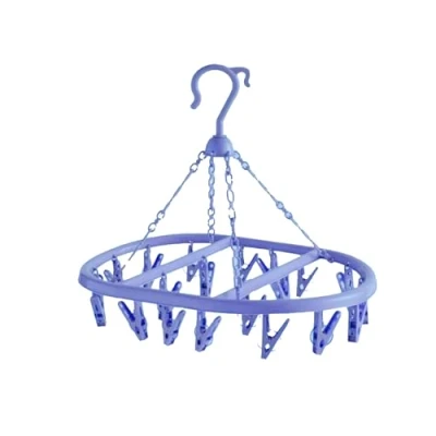 Image of 20 Pegs Clothes Airer Dryer Washing Line Laundry Socks Rack Hanger (Lilac)
