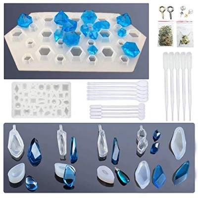Image of Allazone Silicone Resin Kits Assorted Style, 12 PCS Jewelry Casting Molud, 15 Making Tools, Stud Earring and Eye Screw Pins for Craft