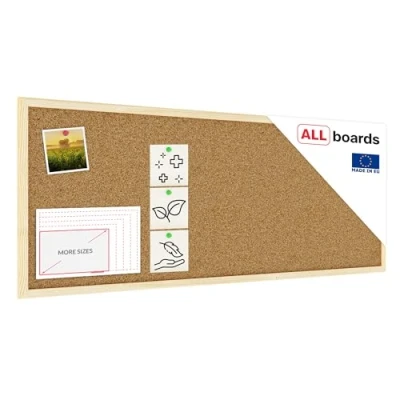 Image of ALLboards Cork Noticeboard 100x40 cm in Natural Wooden Frame