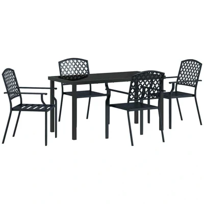 Image of vidaXL 5 Piece Garden Dining Set Anthracite Steel