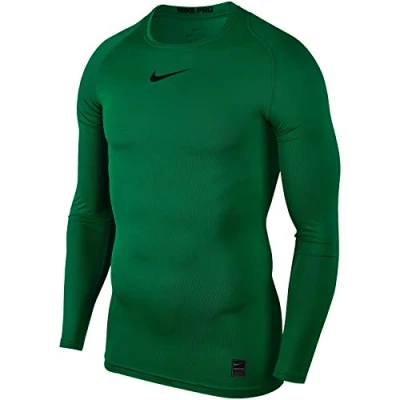 Image of Nike Men M Np Top Ls Comp Long Sleeved T Shirt Pine Green/Black, S