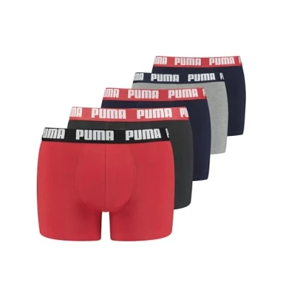 Image of PUMA Men&#039;s Boxer Slip, Blue/red/Black, L (Pack of 5)