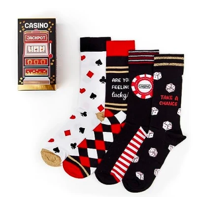 Image of Urban Eccentric Unisex Casino Socks Gift Set 4 Pairs Cotton Rich Premium Novelty Gifts