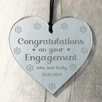 Image of RED OCEAN PERSONALISED Engagement Gift Engraved Heart Friendship For Couple Keepsake