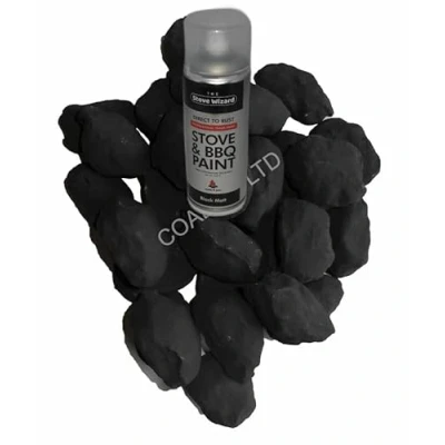 Image of Gas Fire Replacement Coals Rejuvenation Kit 20 Large Cast 400ml Tin Of High Temperature Stove Coal Spray Paint 4 You