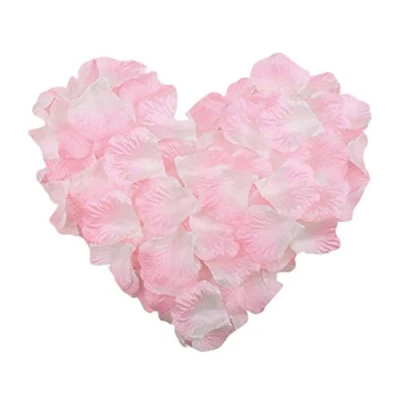 Image of SamHeng 1000Pcs Artificial Rose Petals, No Taste Emulation Silk Roses Petals for Wedding Party Valentine&#039;s Day Romantic Decorations Confetti Table Fake Flowers Petals(Pink White)