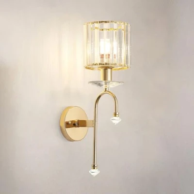 Image of Modern Crystal Wall Light Sconce, E14 Gold Lamp, Lighting Fixtures for Living Room Bedside Bedroom Corridor Dining Hallway (Gold A)