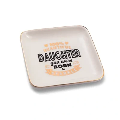 Image of 100% Beautiful Daughter Sparkle Ceramic Trinket Tray Sentimental Gift Idea 280000005