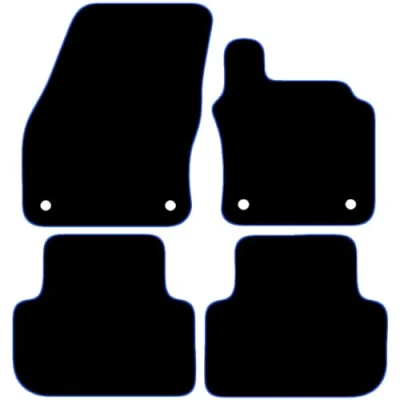 Image of Carsio Carpet Car Mats For Volkswagen Tiguan 2016+ Onwards Tailored Fit Floor Mat Set Complete Accessory Black Custom Fitted All Weather, Anti Slip Backing &amp; Blue Trim