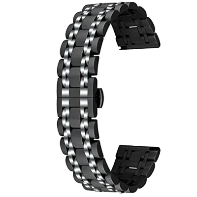 Image of Kai Tian 7 Row Stainless Steel Watch Strap 20mm 22mm Brushed Polished Straps for Men Women Quick Release Rejuvenated Black/Silver