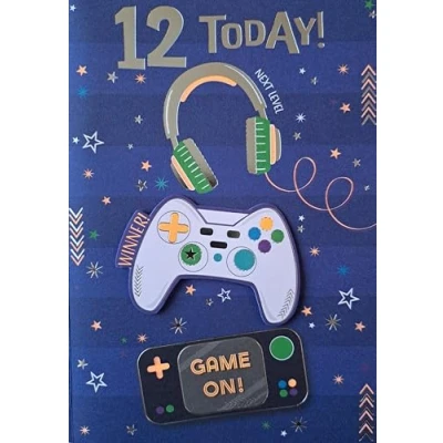 Image of Prelude 12 Today Happy Birthday Gaming Card for 12th Birthday. 19x13cm
