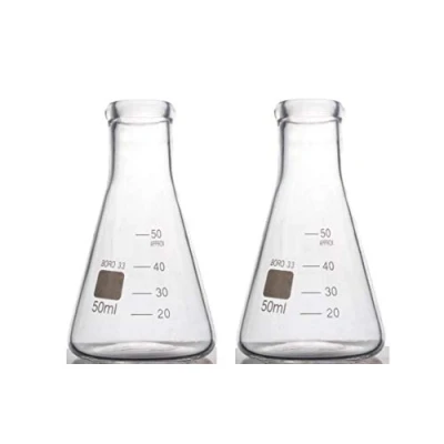 Image of Rocwing Borosilicate 3.3 Glass Graduated Conical Erlenmeyer Flask for Laboratory (50ml, 2 in a pack)