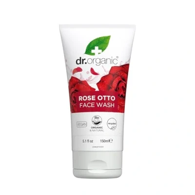 Image of Dr Organic Rose Otto Face Wash, Cleansing, Mature Skin, Mens, Womens, Natural, Vegan, Cruelty Free, Paraben &amp; SLS Recycled Recyclable, Organic, 150ml, Packaging may vary
